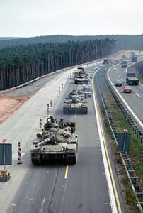 3rd Armored Division M60A3 tanks and armored personnel carriers near the Sembach Air Base