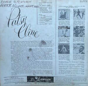 Complete back cover of the Patsy Cline Album