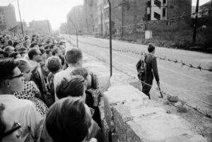 West Berliners look over the Wall